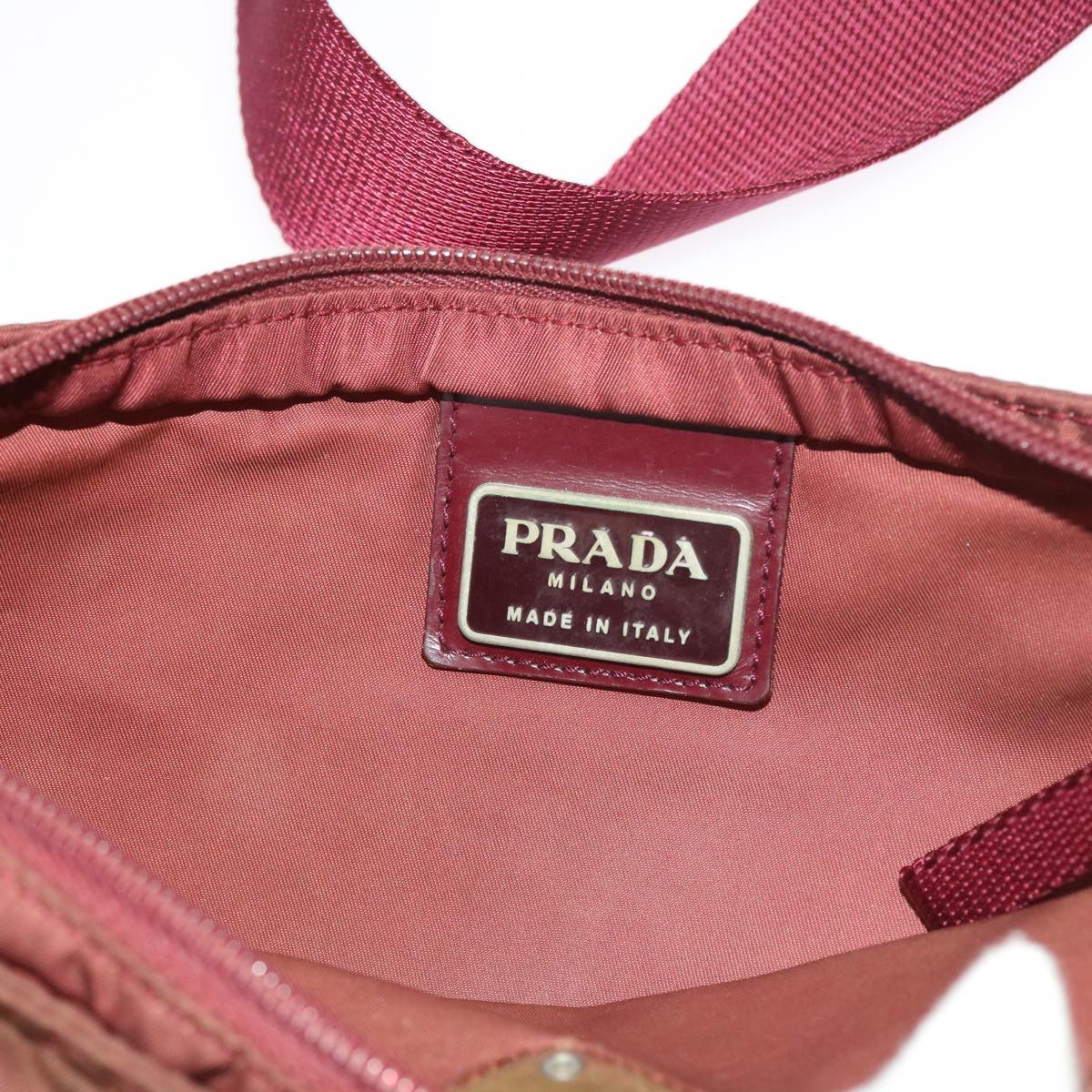 PRADA Shoulder Bag Nylon Bordeaux Auth 54348