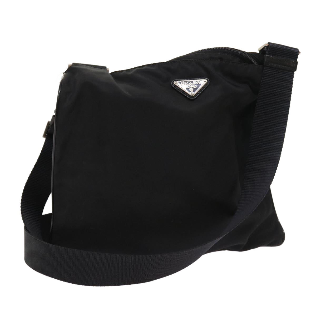 PRADA Shoulder Bag Nylon Leather Black Auth 54349