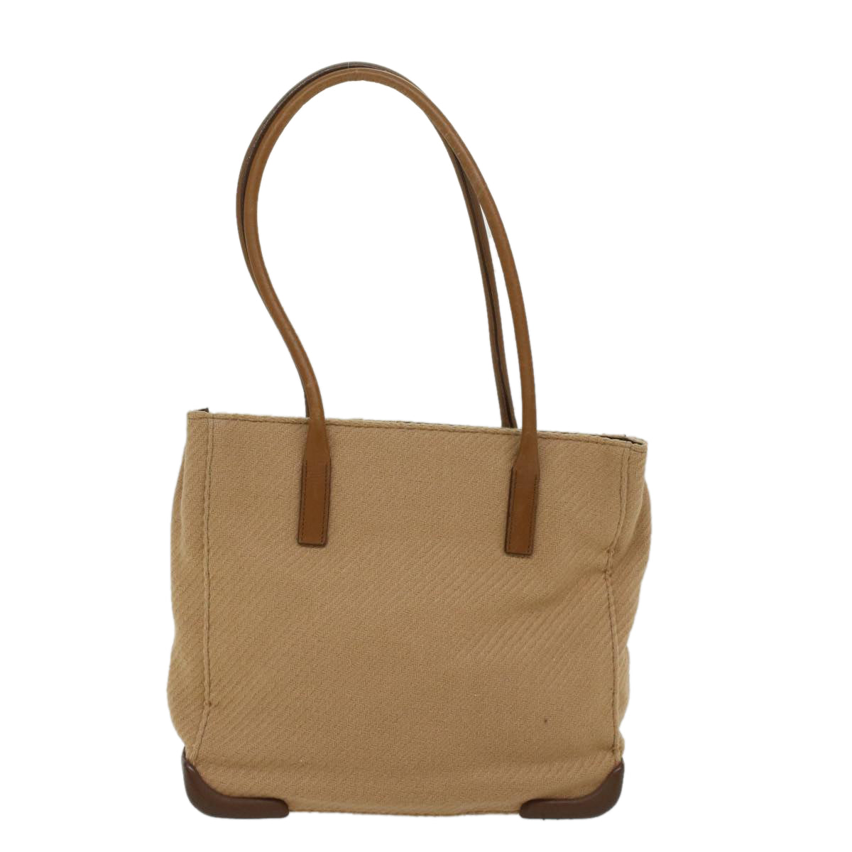 PRADA Tote Bag Wool Leather Brown Auth 54351 - 0