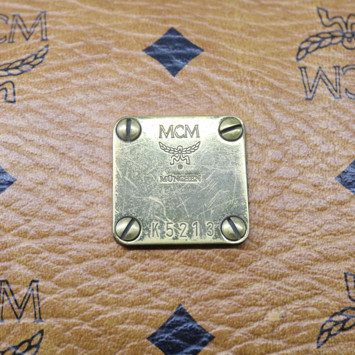 MCM Vicetos Logogram Clutch Bag PVC Leather Brown Auth 54357