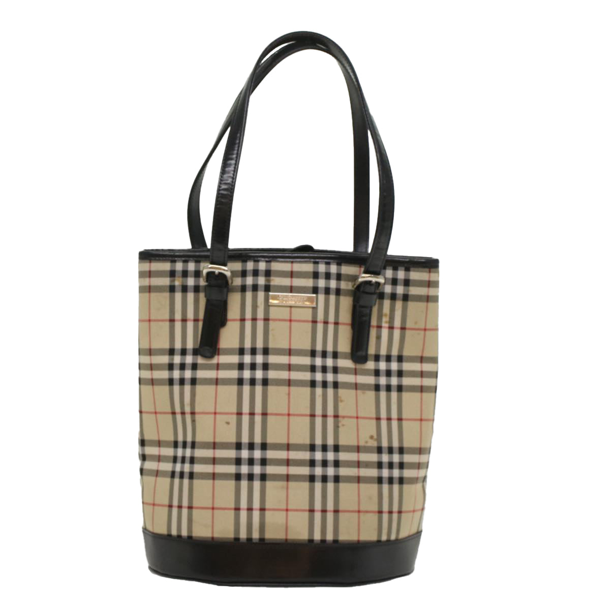 BURBERRY Nova Check Tote Bag Canvas Leather Beige Black Auth 54370 - 0