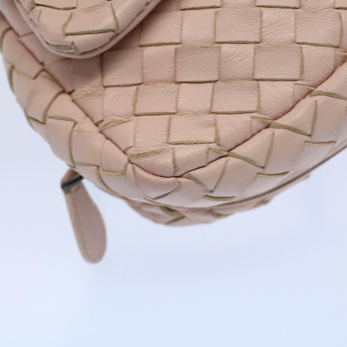 BOTTEGAVENETA INTRECCIATO Chain Shoulder Bag Leather Pink Auth 54374