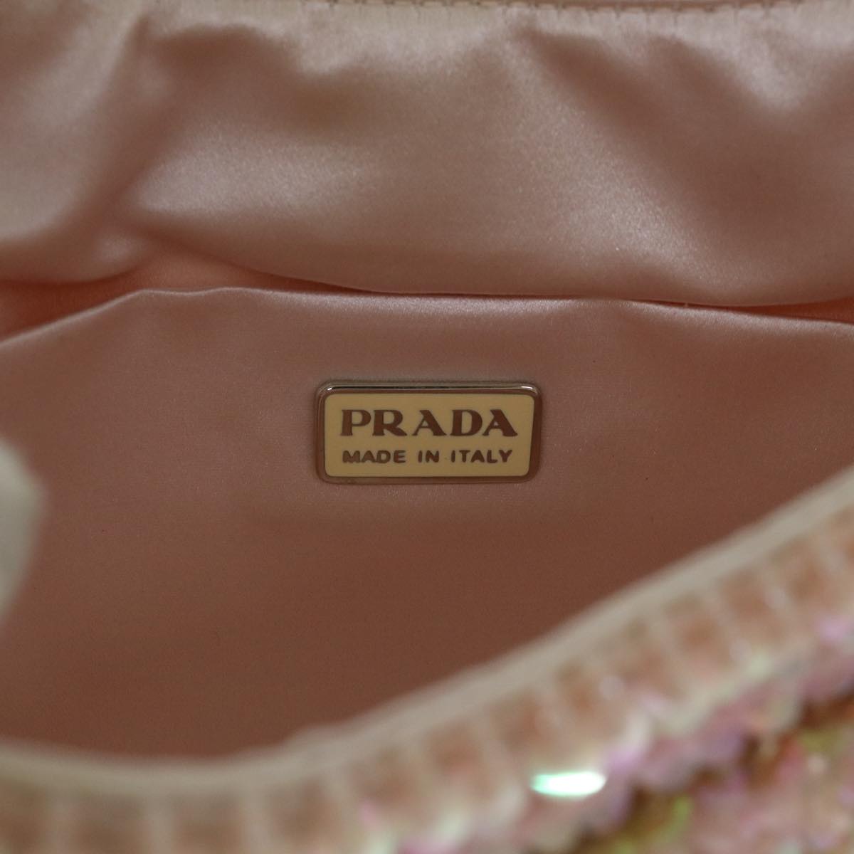 PRADA Sequins Shoulder Bag Silk Pink Auth 54379