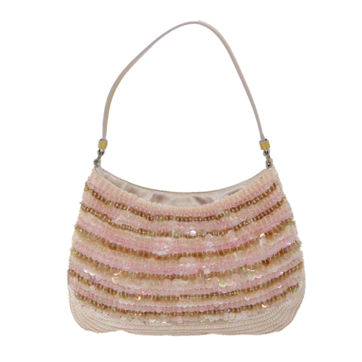 PRADA Sequins Shoulder Bag Silk Pink Auth 54379