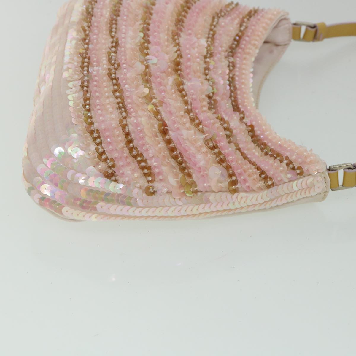 PRADA Sequins Shoulder Bag Silk Pink Auth 54379