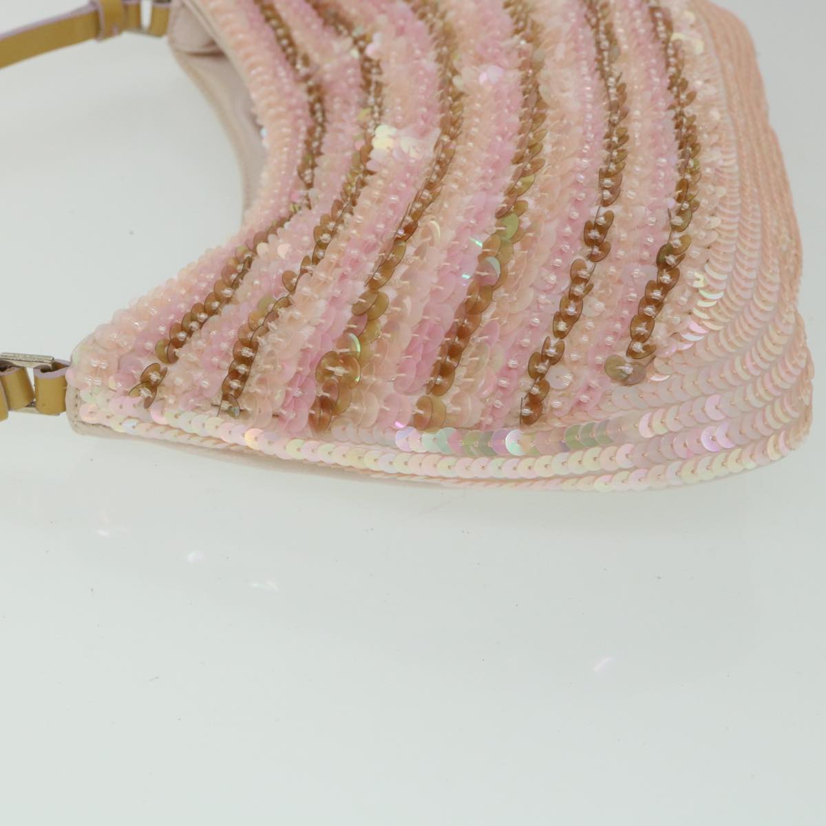 PRADA Sequins Shoulder Bag Silk Pink Auth 54379