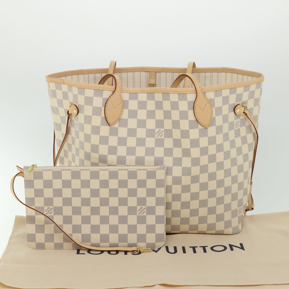 LOUIS VUITTON Damier Azur Neverfull MM Tote Bag N41605 LV Auth 54444A