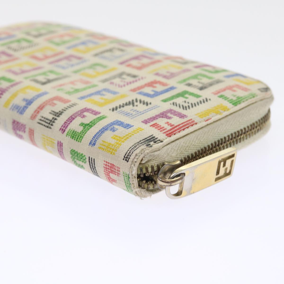 FENDI Zucchino Canvas Long Wallet Multicolor Auth 54465