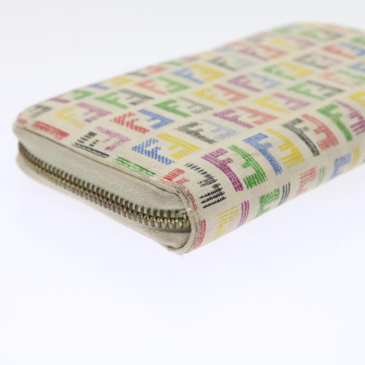 FENDI Zucchino Canvas Long Wallet Multicolor Auth 54465