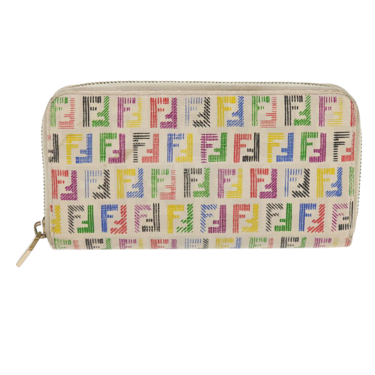 FENDI Zucchino Canvas Long Wallet Multicolor Auth 54465