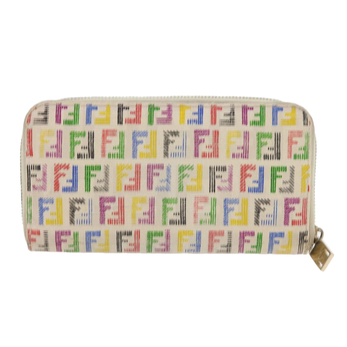 FENDI Zucchino Canvas Long Wallet Multicolor Auth 54465