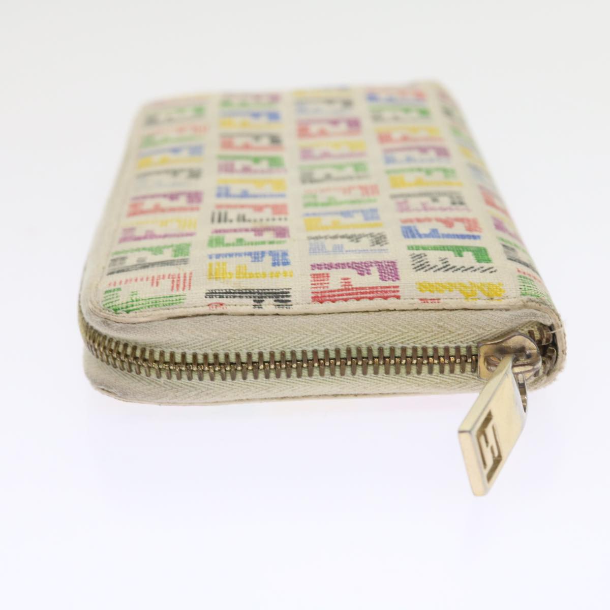 FENDI Zucchino Canvas Long Wallet Multicolor Auth 54465