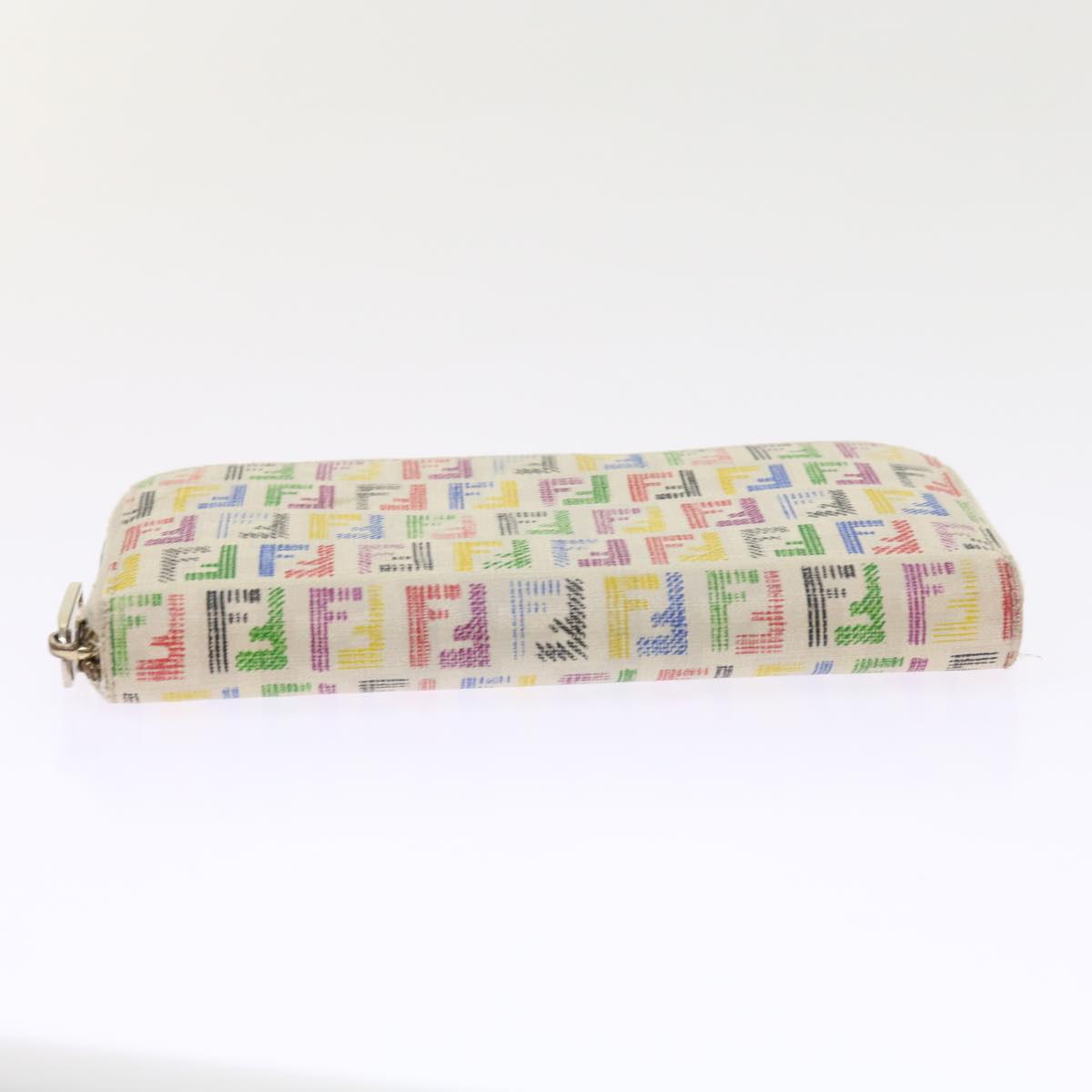 FENDI Zucchino Canvas Long Wallet Multicolor Auth 54465