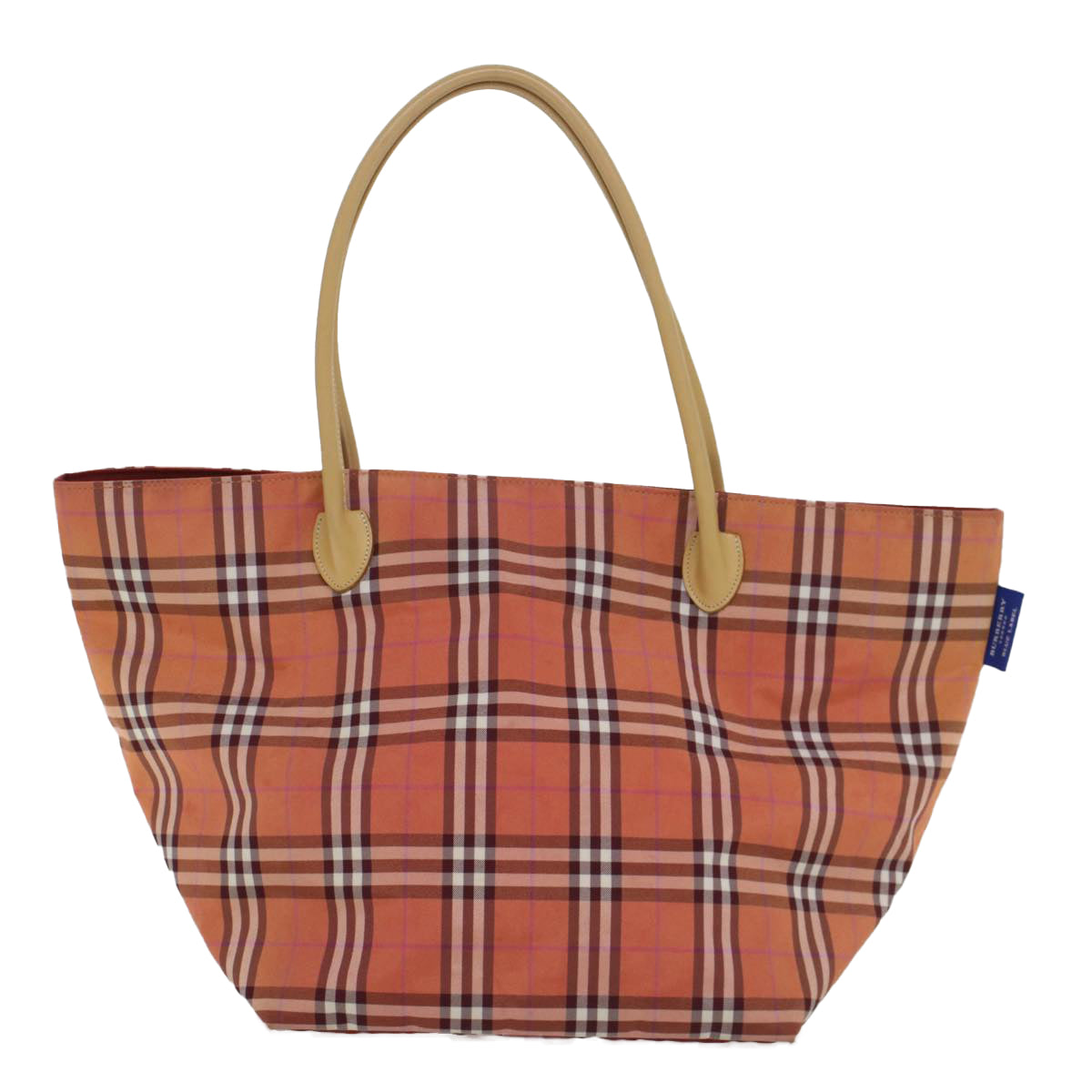 BURBERRY Nova Check Tote Bag Nylon Leather Red Beige black Auth 54466