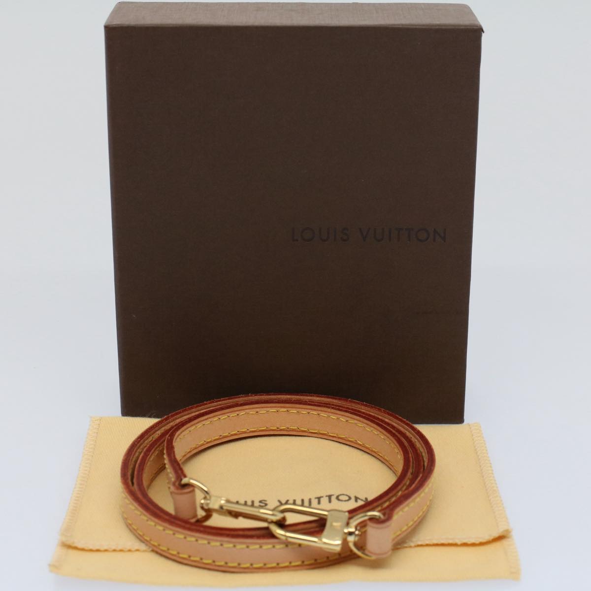 LOUIS VUITTON Shoulder Strap Leather 31.9"" Beige LV Auth 54471