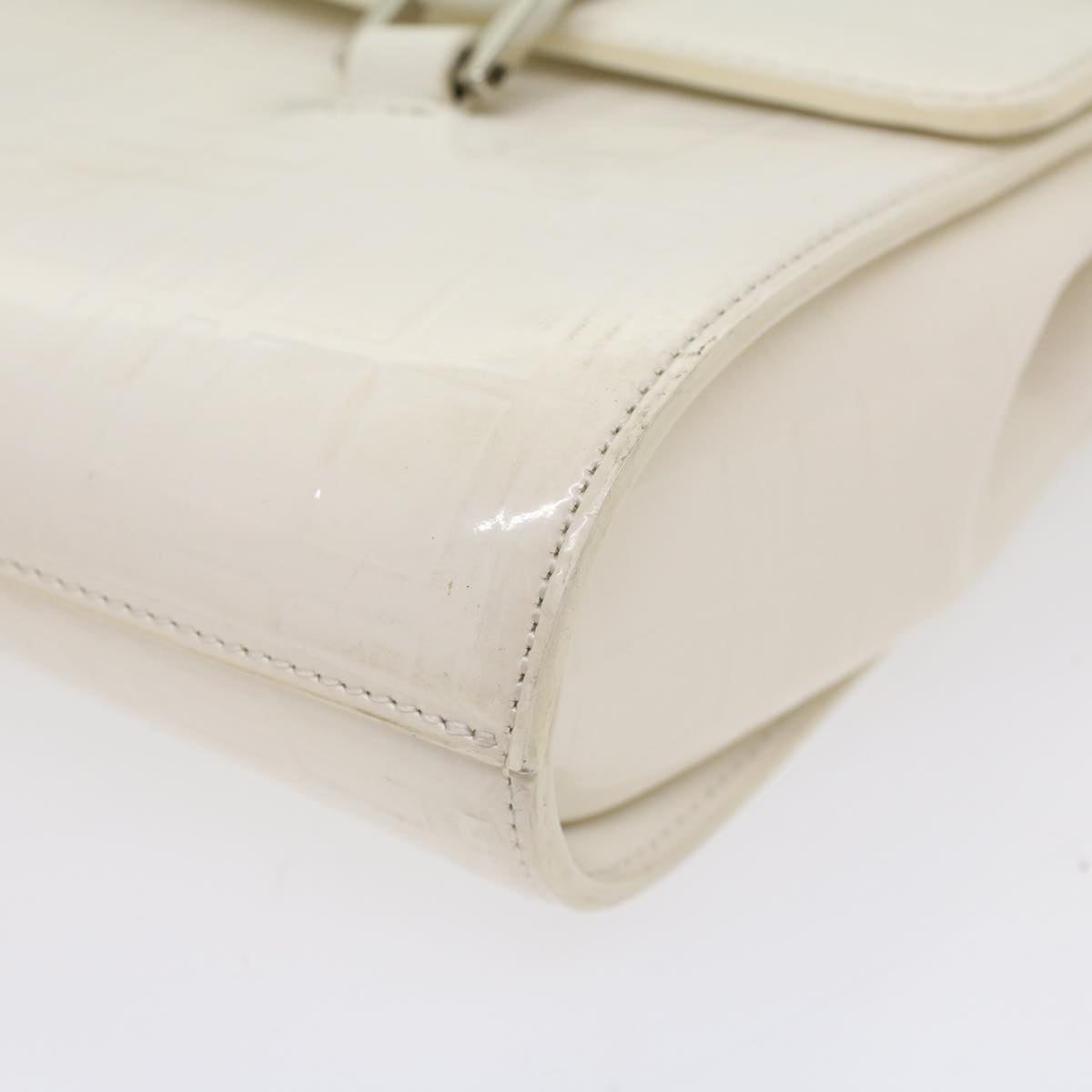 BURBERRY Hand Bag Patent leather White Auth 54504