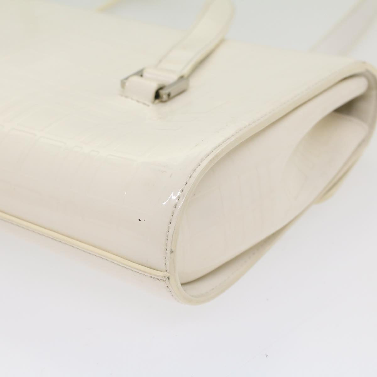 BURBERRY Hand Bag Patent leather White Auth 54504