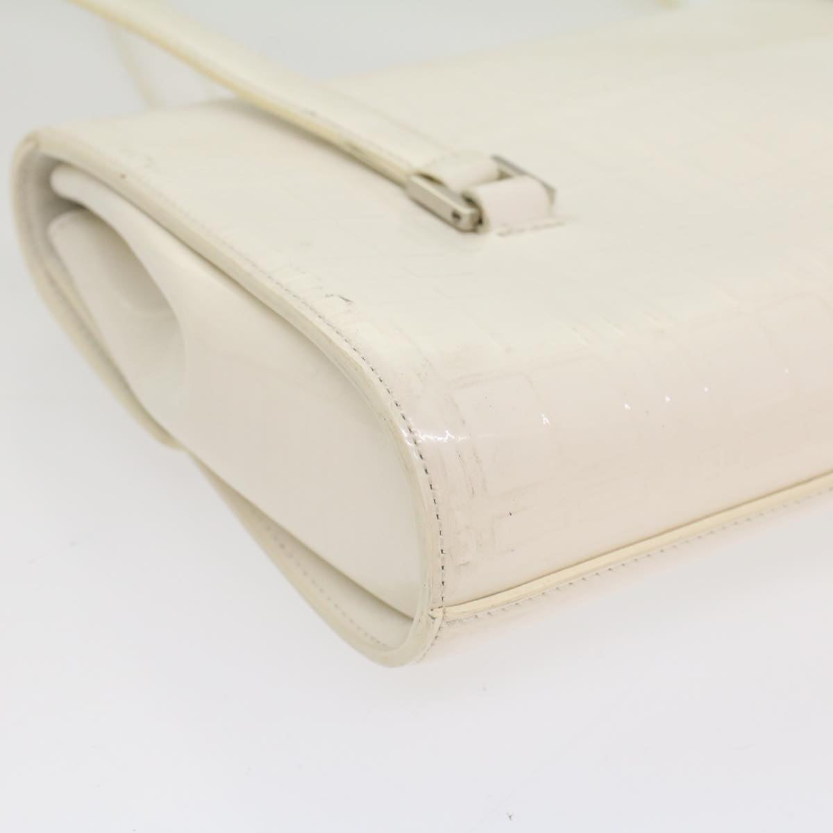 BURBERRY Hand Bag Patent leather White Auth 54504