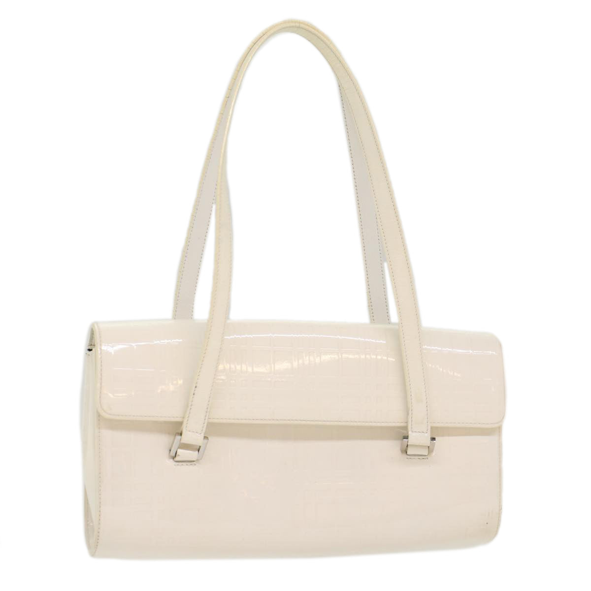 BURBERRY Hand Bag Patent leather White Auth 54504