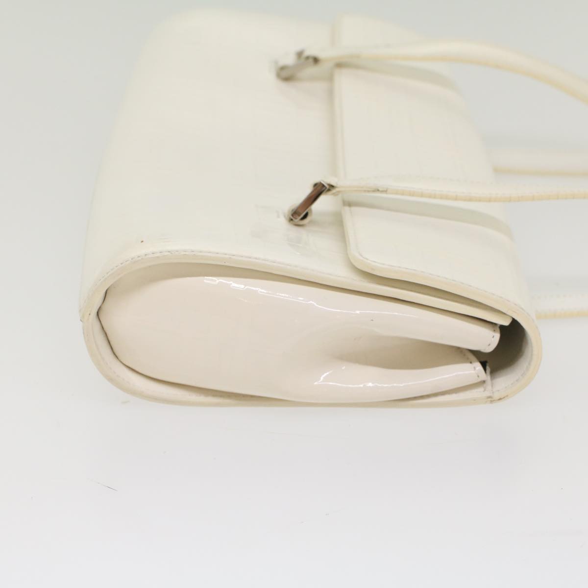 BURBERRY Hand Bag Patent leather White Auth 54504