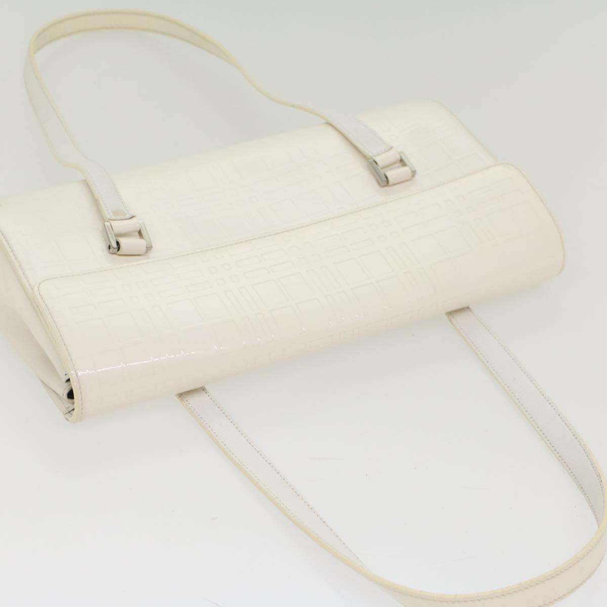 BURBERRY Hand Bag Patent leather White Auth 54504