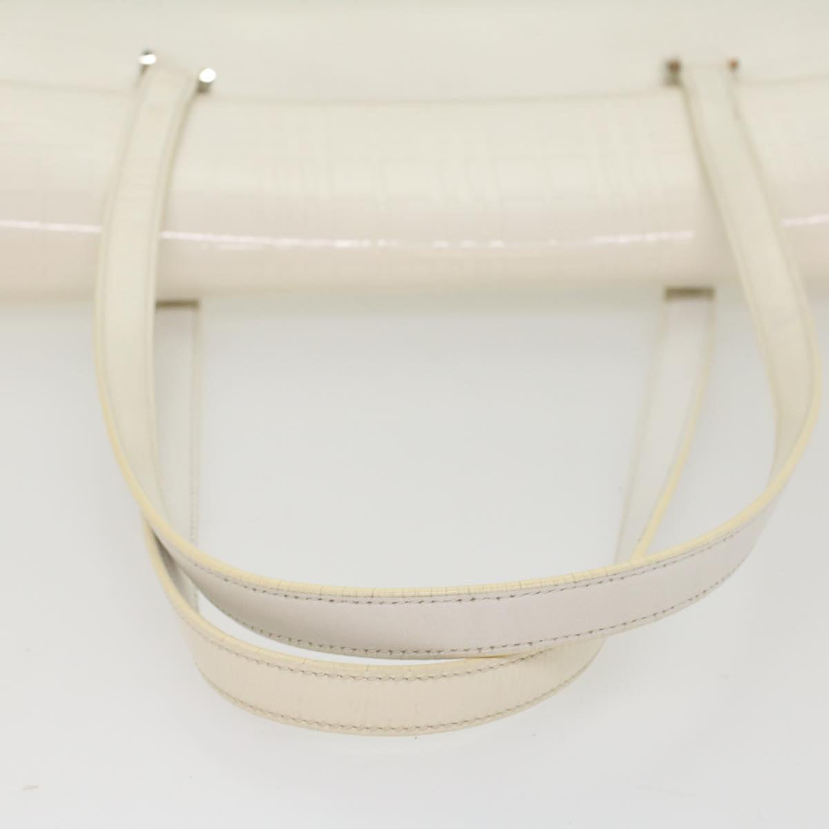 BURBERRY Hand Bag Patent leather White Auth 54504