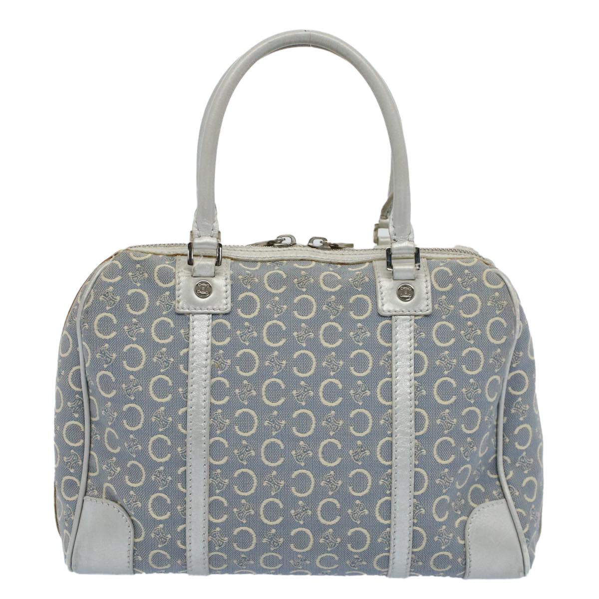 CELINE C Macadam Canvas Hand Bag Light Blue Auth 54505