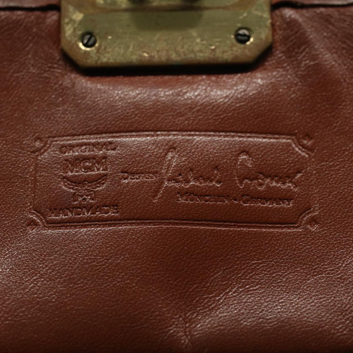 MCM Vicetos Logogram Clutch Bag PVC Leather Brown Auth 54506