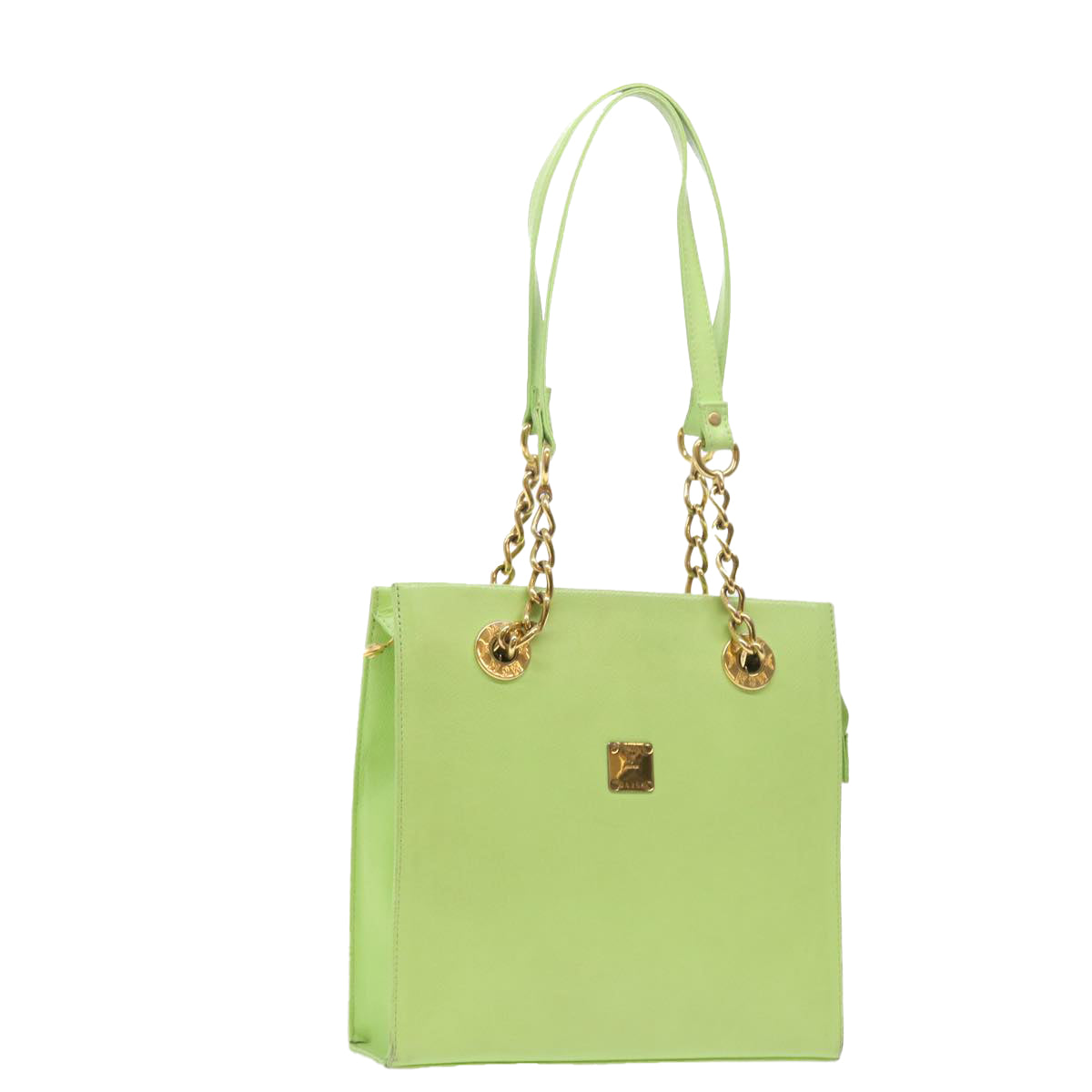 MCM Chain Shoulder Bag Leather Green Auth 54507