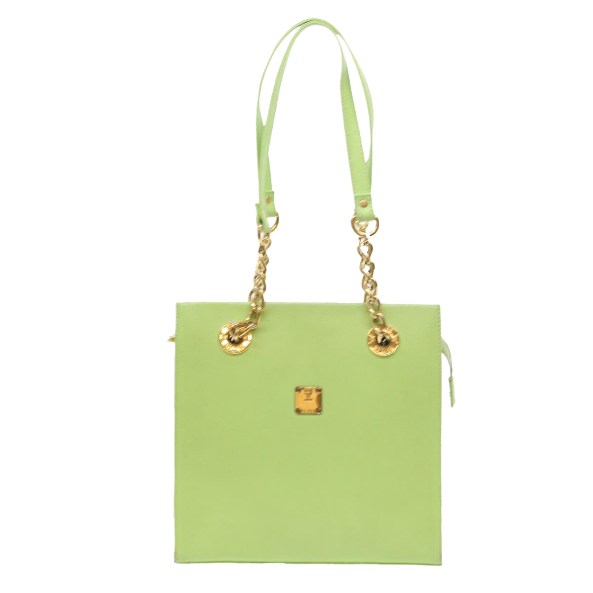 MCM Chain Shoulder Bag Leather Green Auth 54507