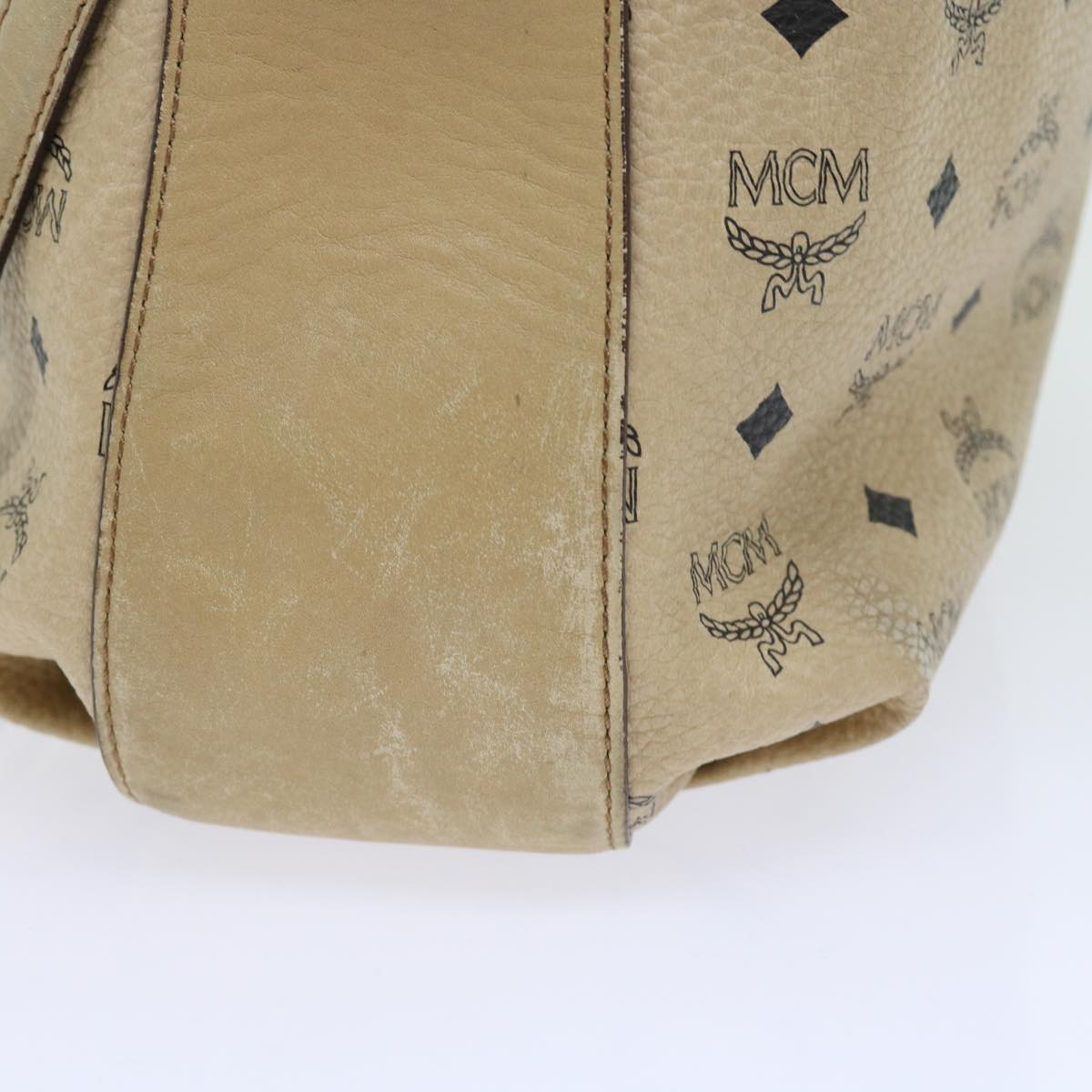 MCM Vicetos Logogram 2way Hand Bag PVC Leather Beige Auth 54513