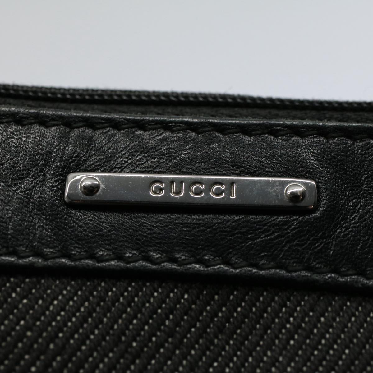 GUCCI Web Sherry Line Shoulder Pouch Canvas Black Red 92821 204991 Auth 54532