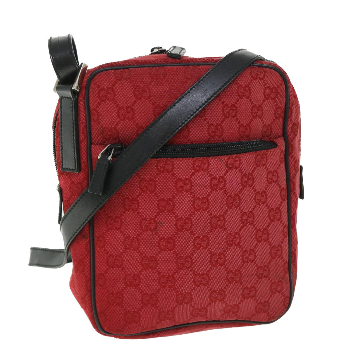 GUCCI GG Canvas Shoulder Bag Red 018 1612 200047 Auth 54533