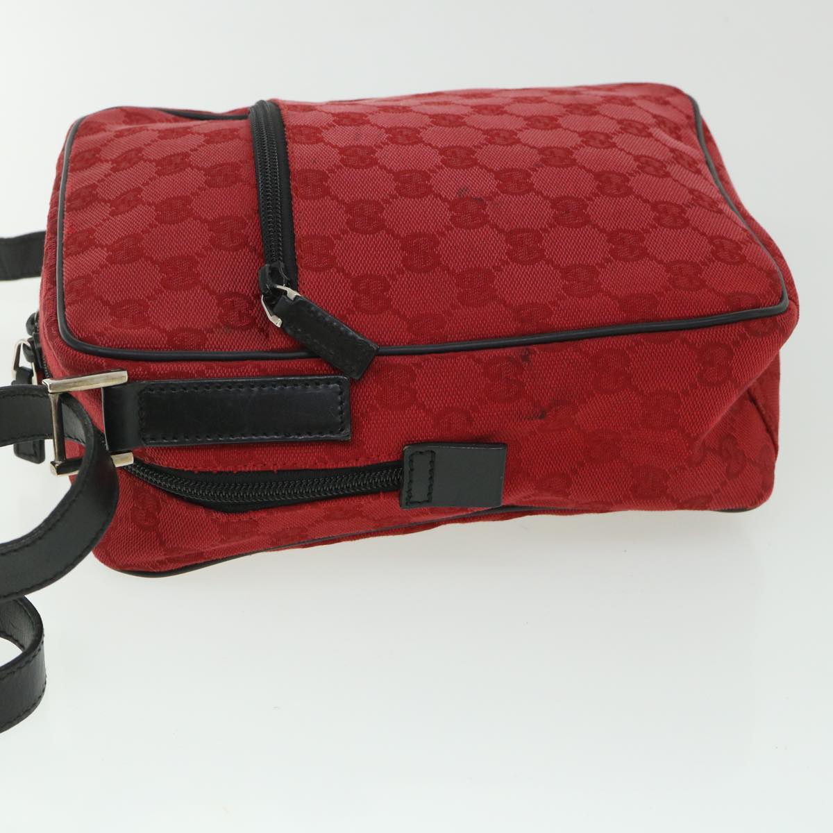 GUCCI GG Canvas Shoulder Bag Red 018 1612 200047 Auth 54533