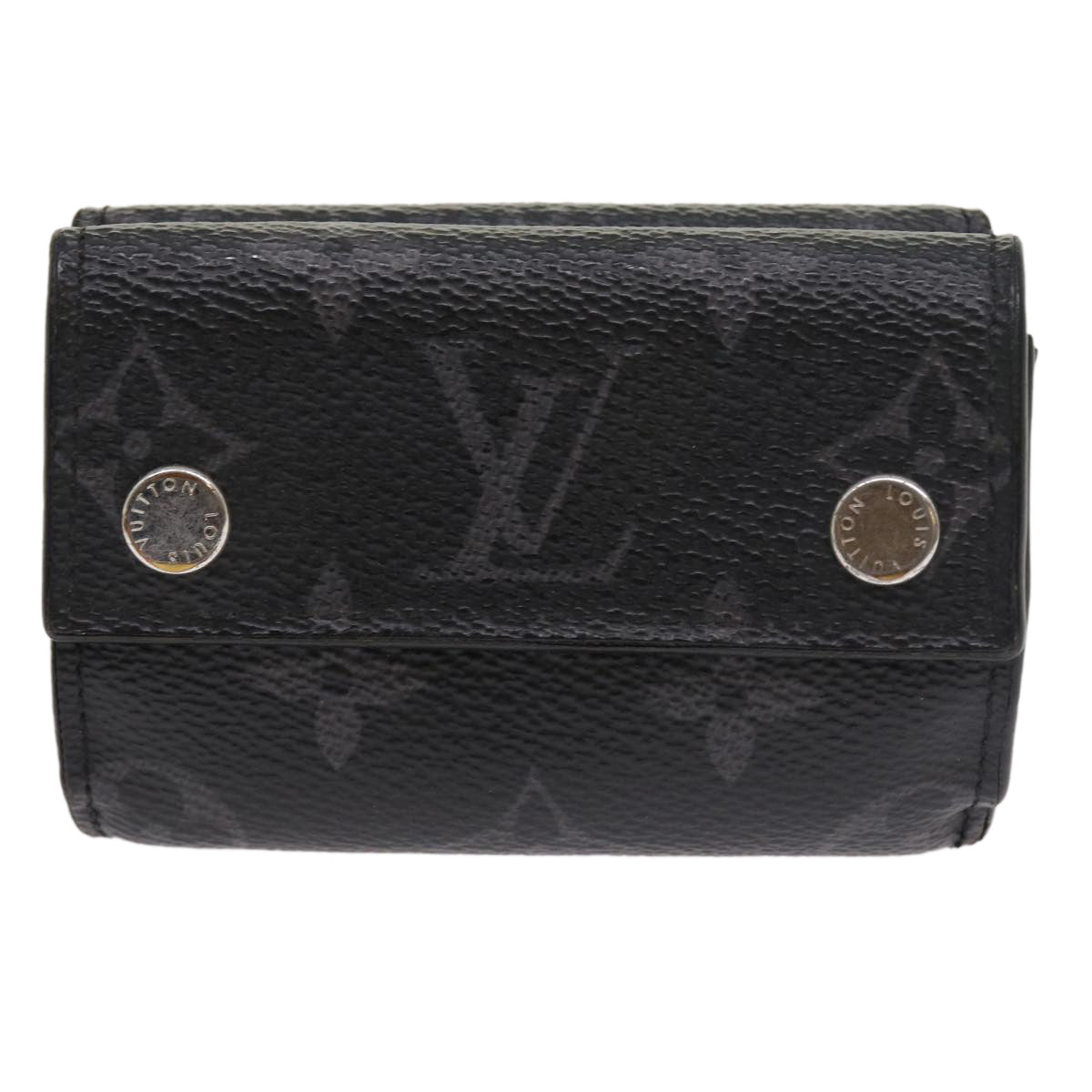 LOUIS VUITTON Monogram Eclipse Discovery Compact Wallet M67630 LV Auth 54538