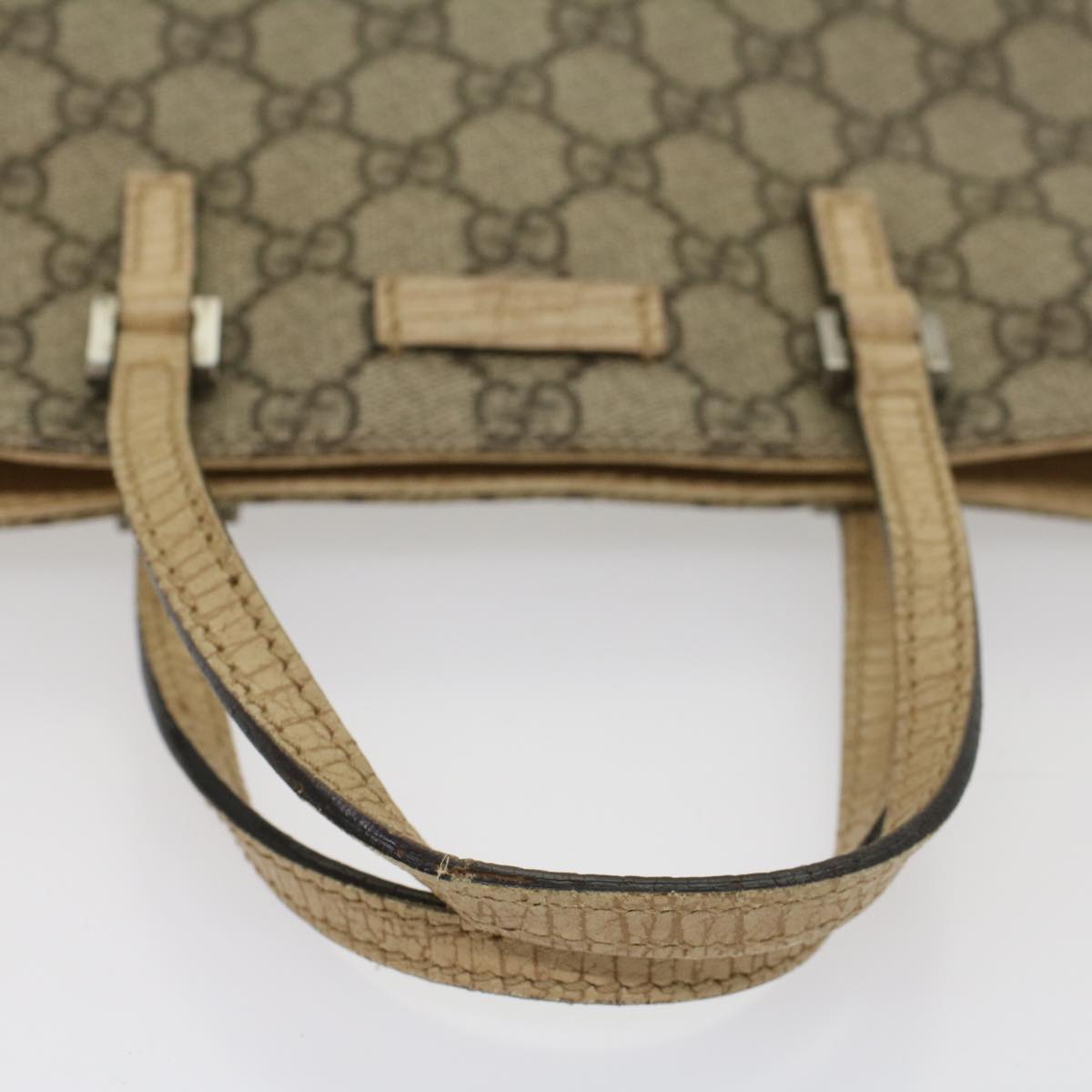 GUCCI GG Supreme Hand Bag PVC Leather Beige 117551002122 Auth 54540