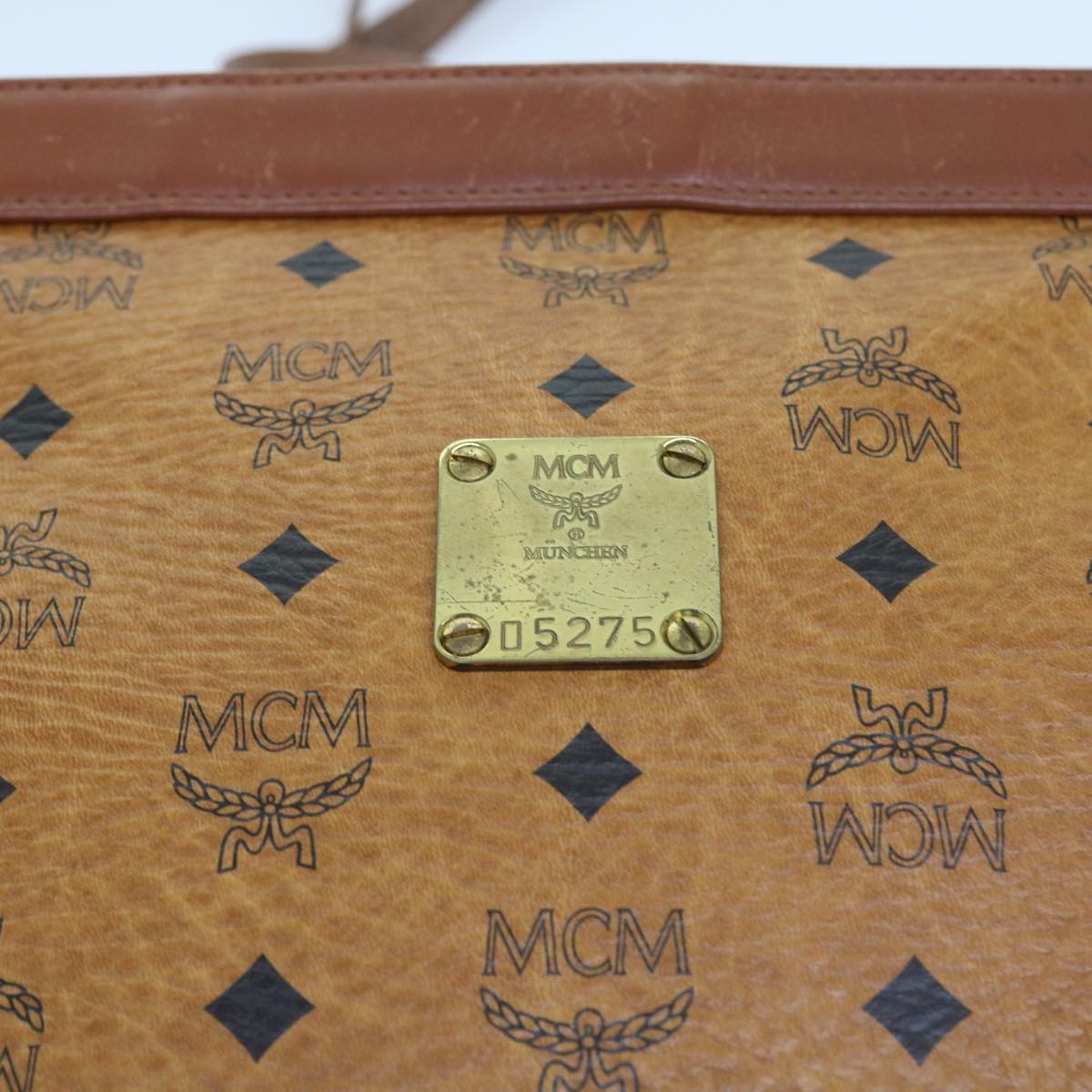 MCM Vicetos Logogram Shoulder Bag PVC Leather Brown Auth 54555