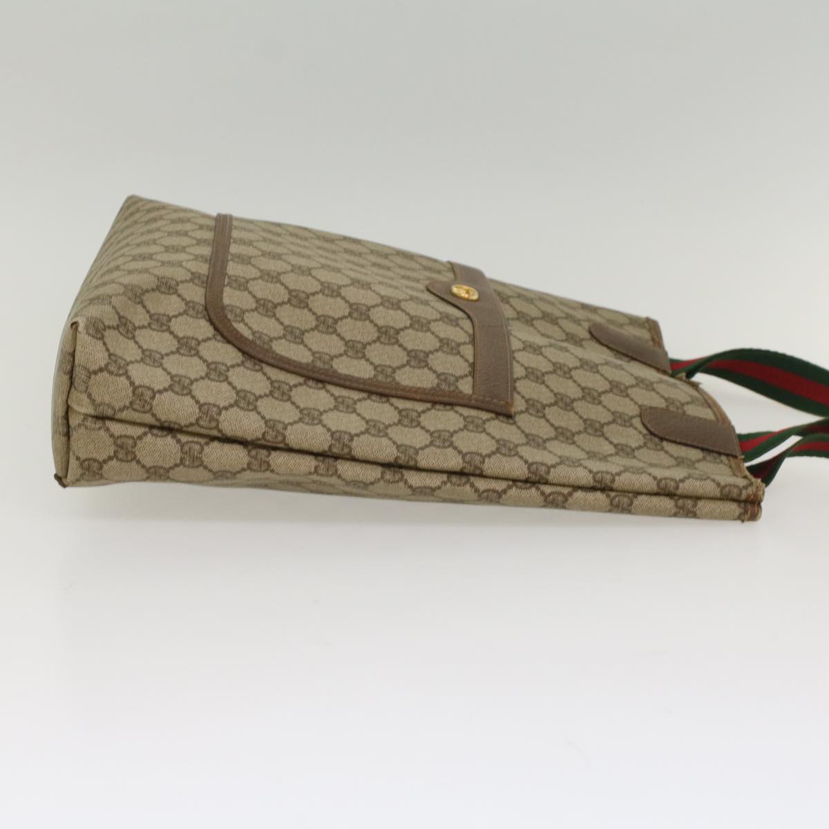 GUCCI GG Supreme Web Sherry Line Tote Bag Beige Red 002 58 6487 9411 Auth 54557