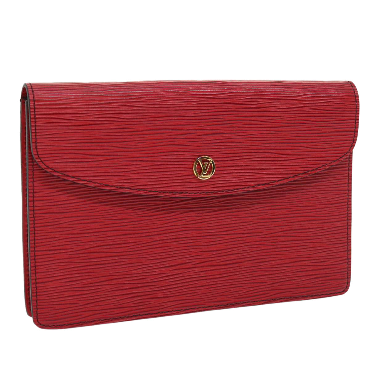 LOUIS VUITTON Epi Montaigne Clutch Bag Red M52657 LV Auth 54576