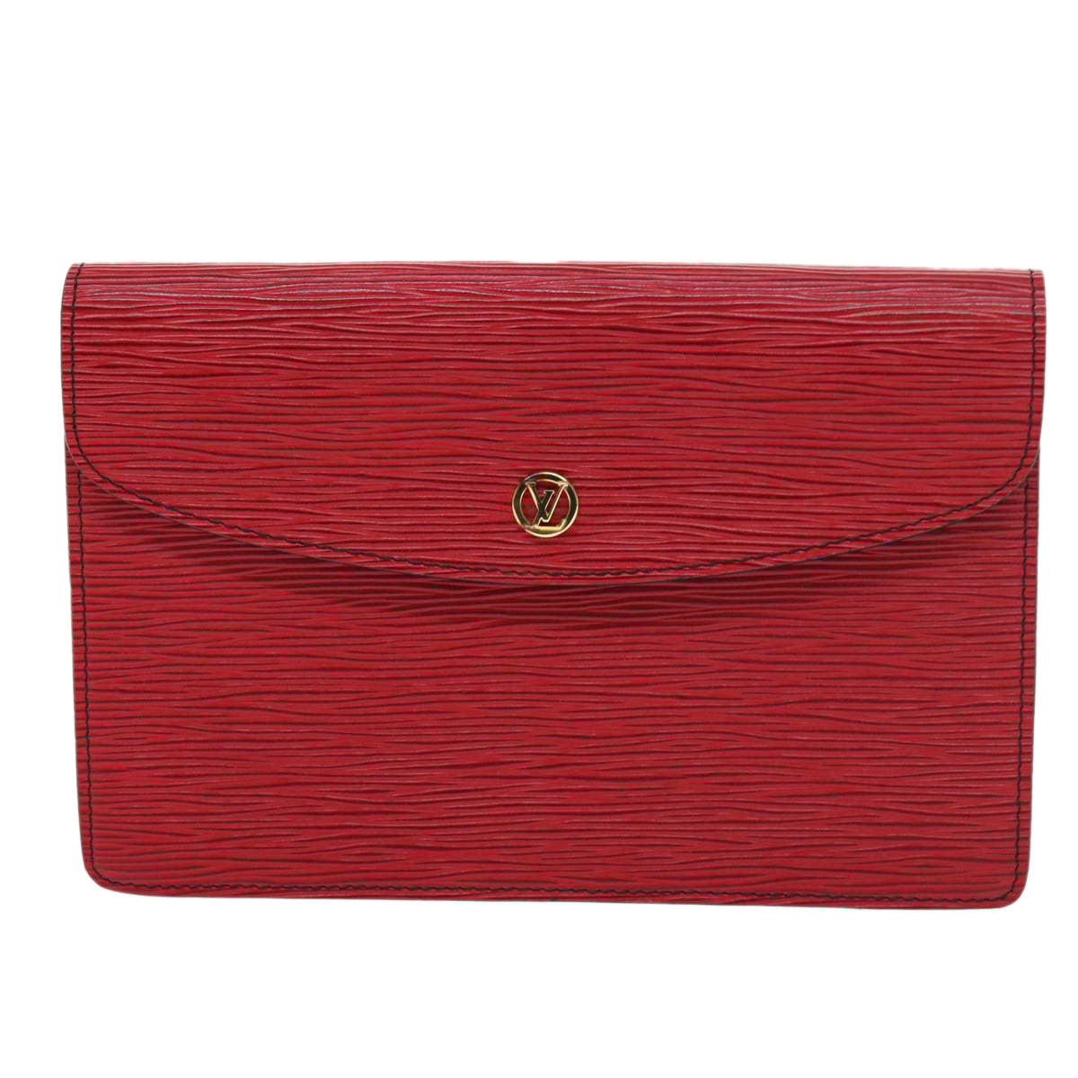 LOUIS VUITTON Epi Montaigne Clutch Bag Red M52657 LV Auth 54576