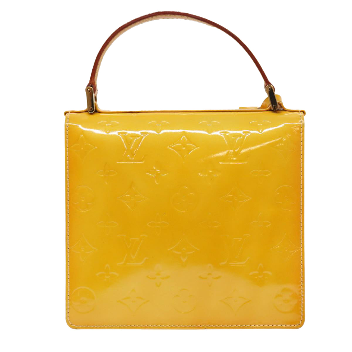LOUIS VUITTON Monogram Vernis Spring Street Hand Bag Yellow M91068 LV Auth 54583