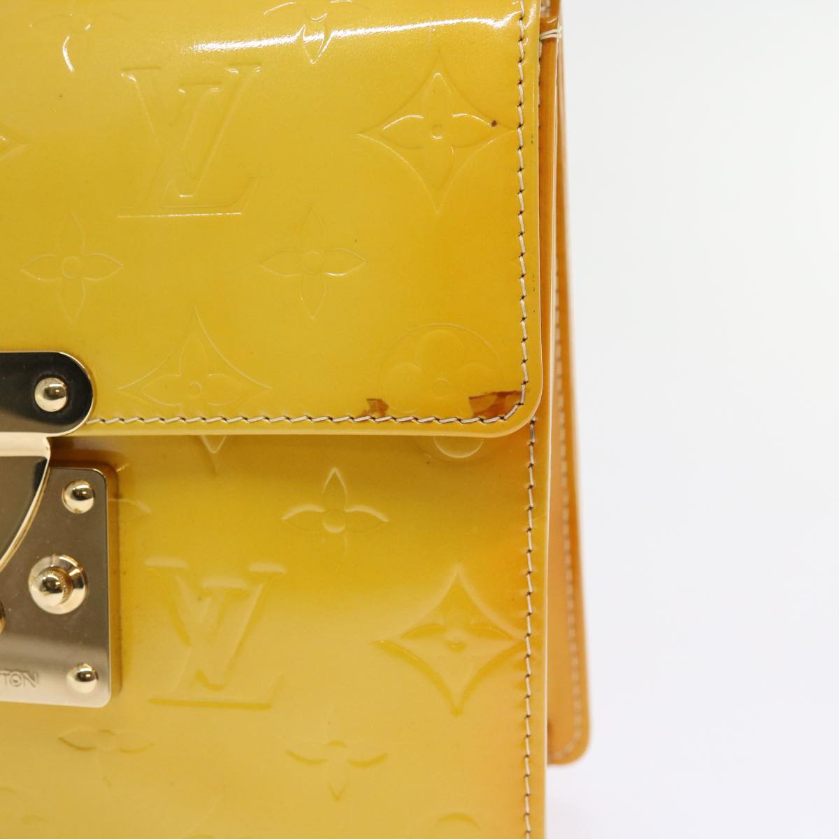 LOUIS VUITTON Monogram Vernis Spring Street Hand Bag Yellow M91068 LV Auth 54583