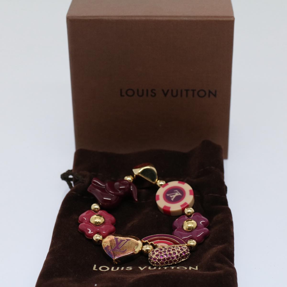 LOUIS VUITTON Bracelet Tutti Lucky Bracelet Purple Gold M66220 LV Auth 54602