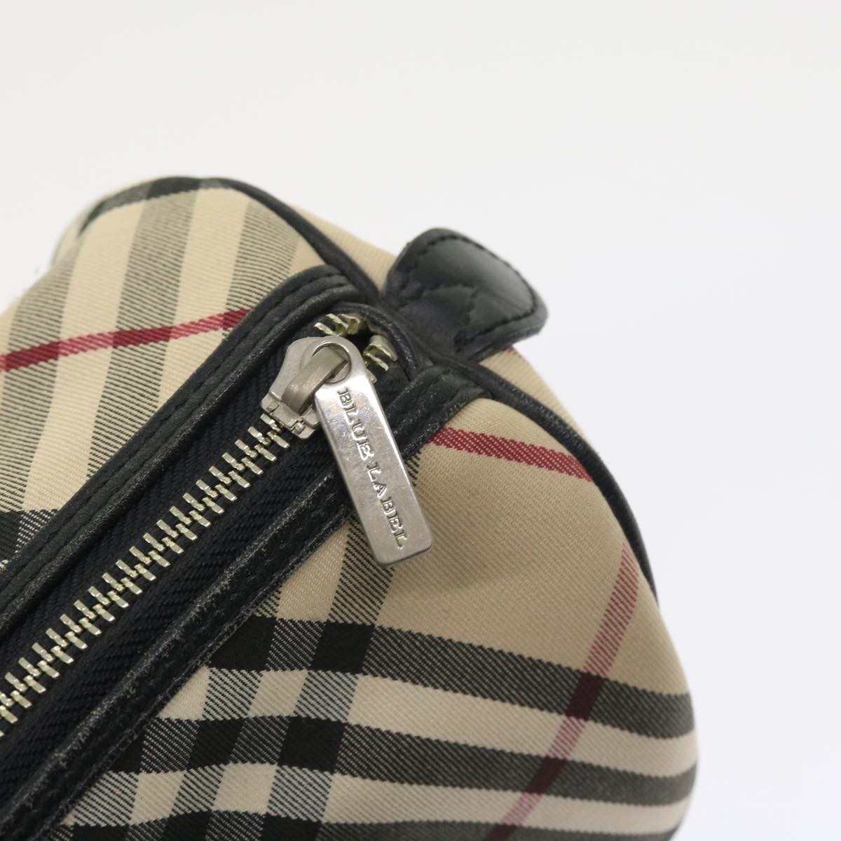 BURBERRY Nova Check Blue Label Hand Bag Nylon Canvas Beige Auth 54679