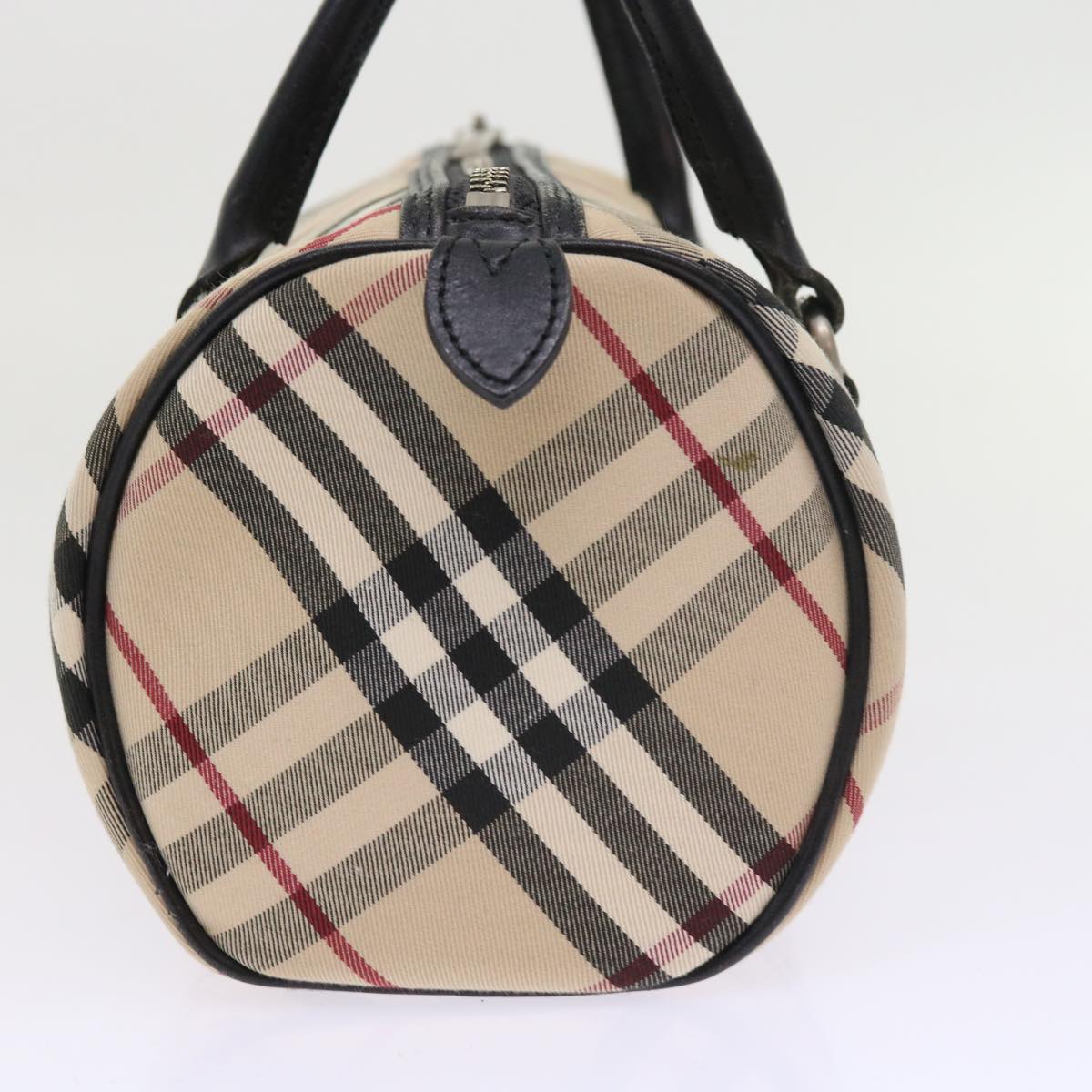 BURBERRY Nova Check Blue Label Hand Bag Nylon Canvas Beige Auth 54679