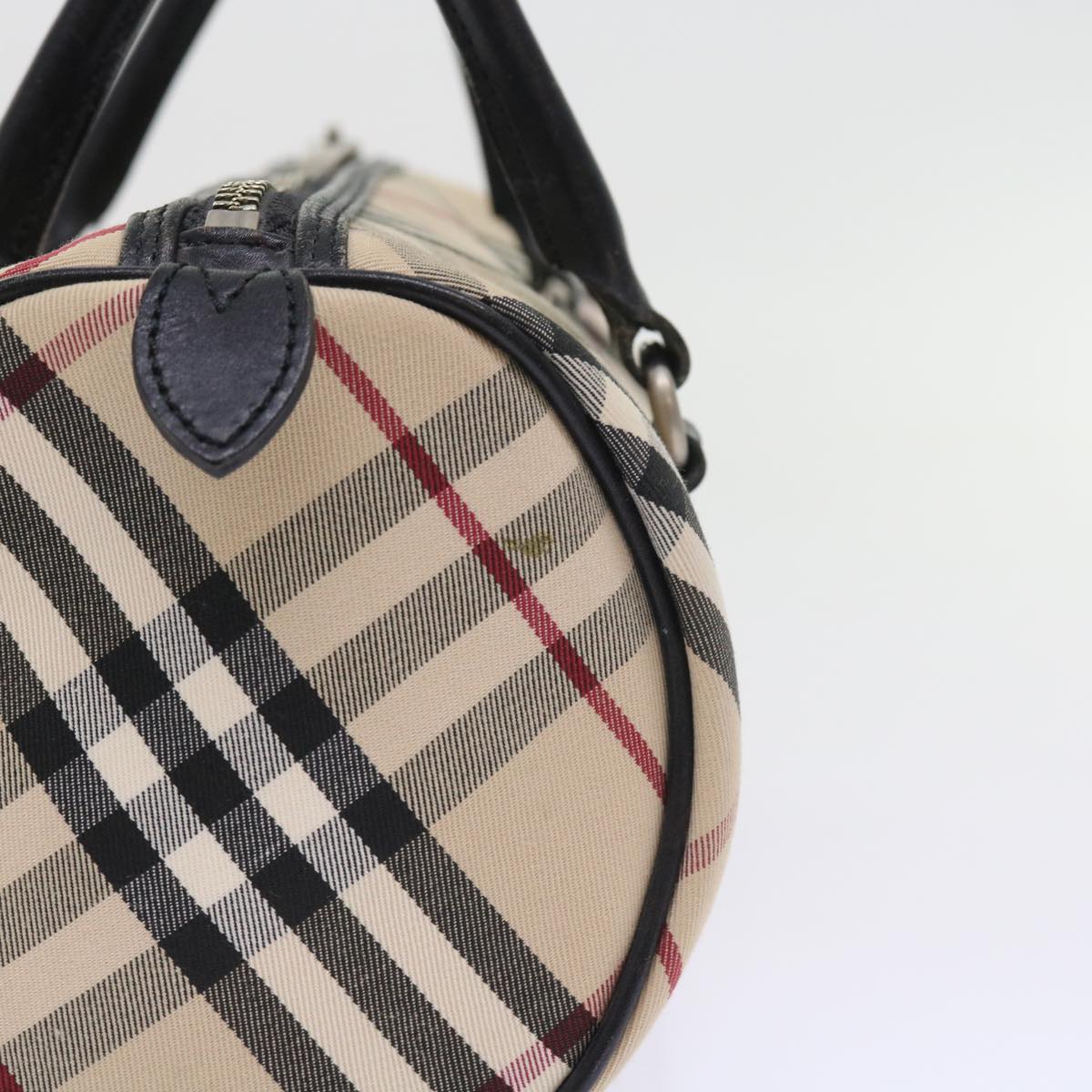 BURBERRY Nova Check Blue Label Hand Bag Nylon Canvas Beige Auth 54679