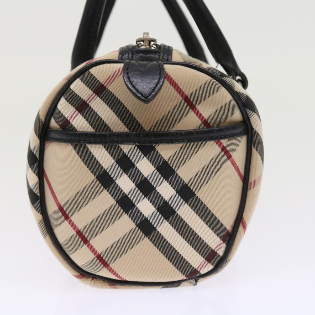 BURBERRY Nova Check Blue Label Hand Bag Nylon Canvas Beige Auth 54679