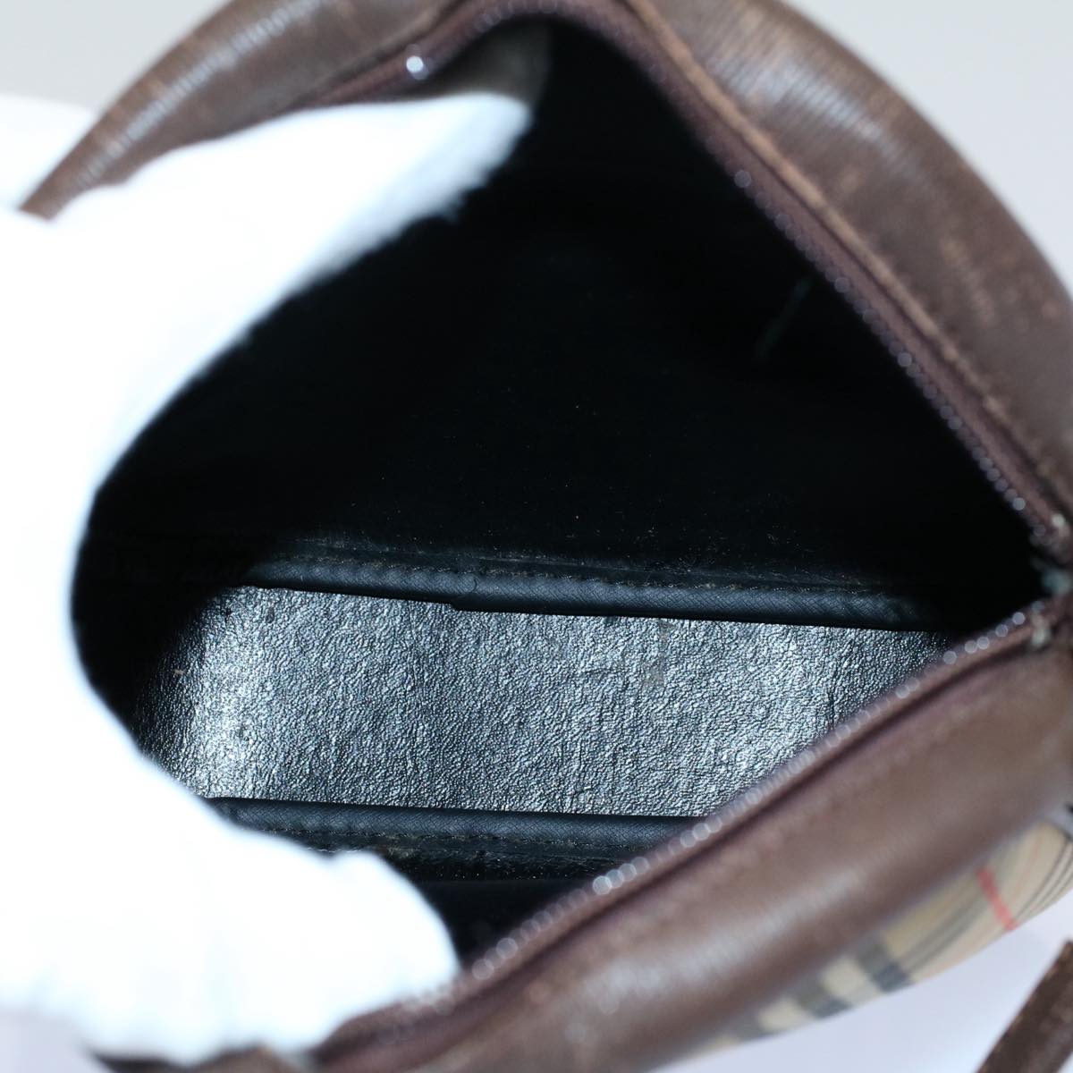 Burberrys Nova Check Shoulder Bag Nylon Canvas Beige Auth 54680
