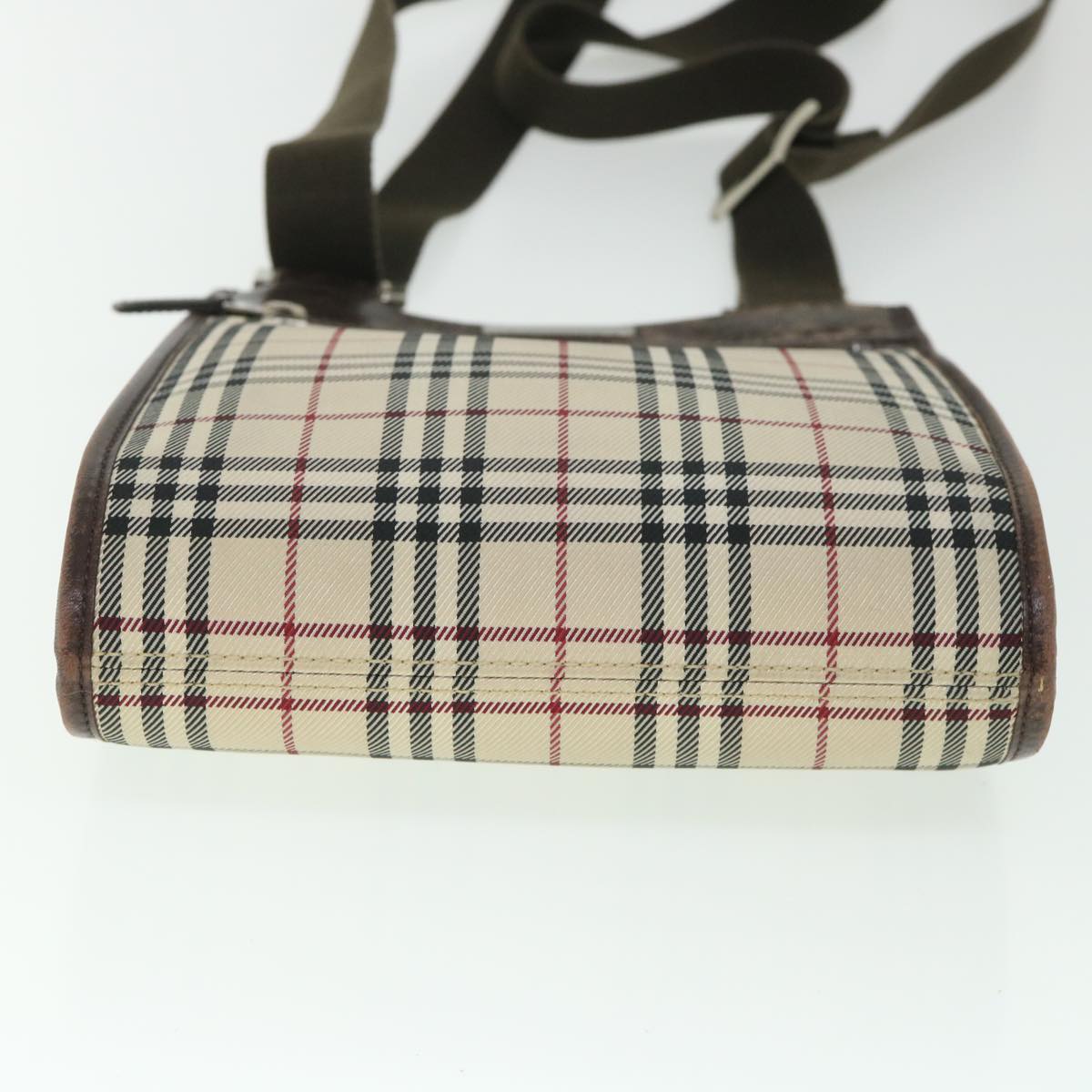 BURBERRY Nova Check Shoulder Bag Nylon Canvas Beige Auth 54682