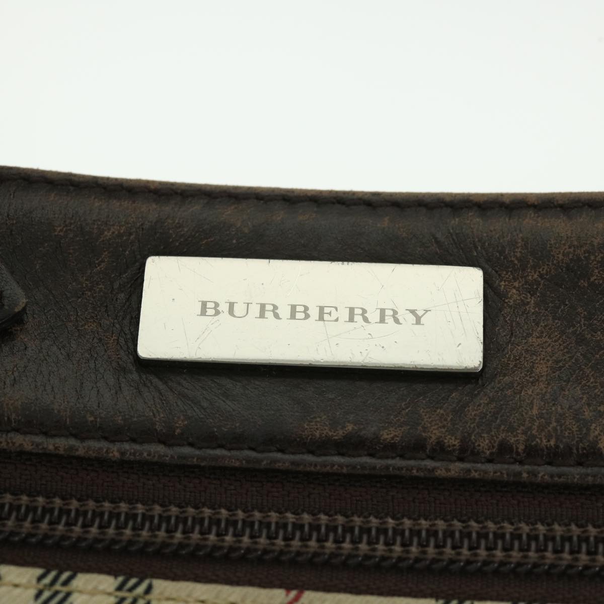 BURBERRY Nova Check Shoulder Bag Nylon Canvas Beige Auth 54682